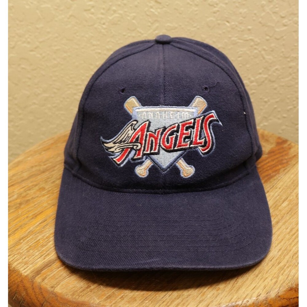 Vintage Anaheim Angels Hat Strapback MLB Baseball Cap Navy Blue Nissin 90s Y2K